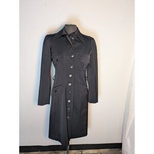 Vintage Eric Bergère Black Knee Length Coat Fall 2000 Runway, Size 8